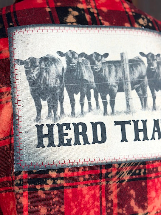 Herd That Art Flannel- Distressed Red Plaid