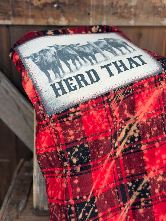 Herd That Art Flannel- Distressed Red Plaid