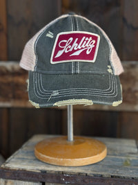 Thumbnail for Schlitz Beer Hat- Distressed Black Snapback