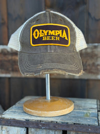 Thumbnail for Olympia Beer Brown Patch Hat - Distressed Brown