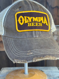 Thumbnail for Olympia Beer Brown Patch Hat - Distressed Brown