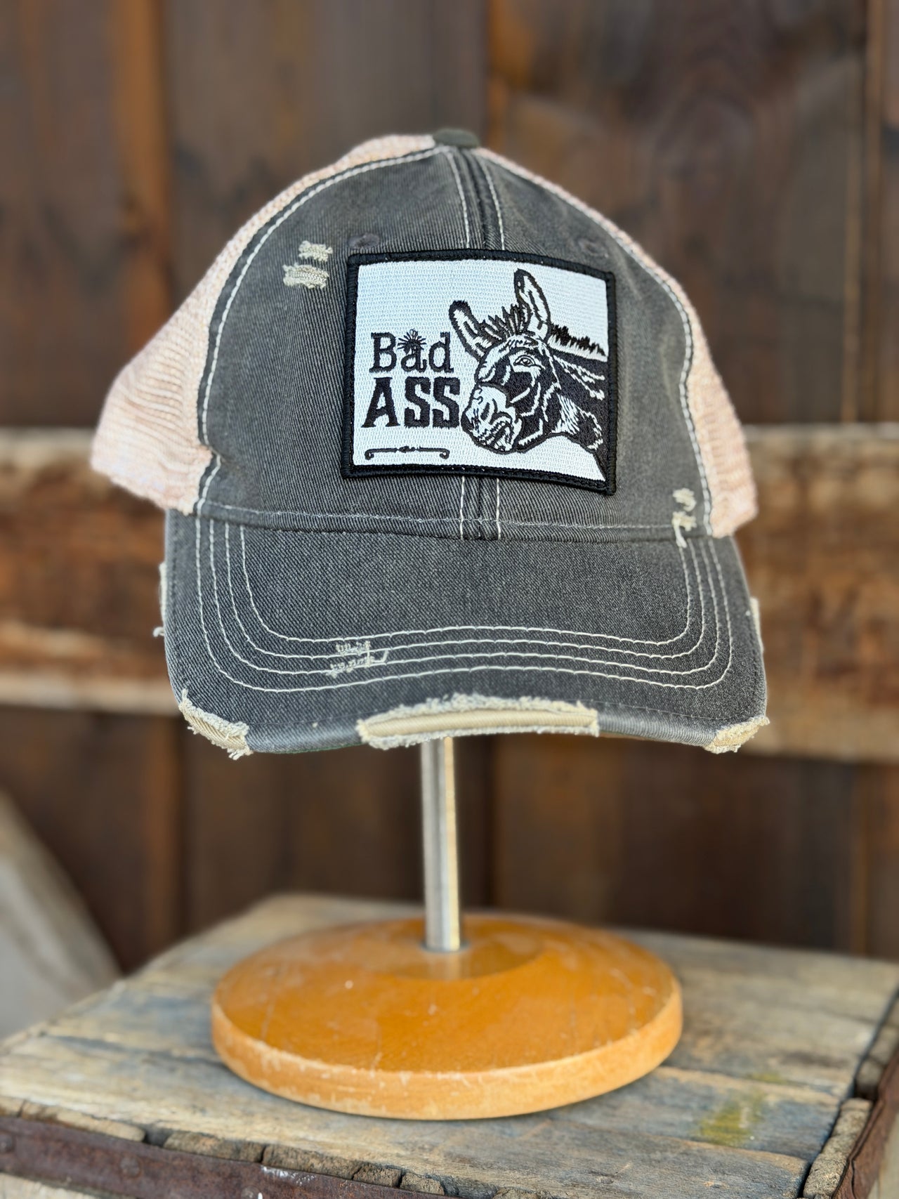 Bad Donkey Hat- Distressed Black Snapback