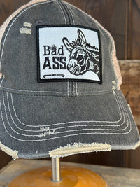 Thumbnail for Bad Donkey Hat- Distressed Black Snapback