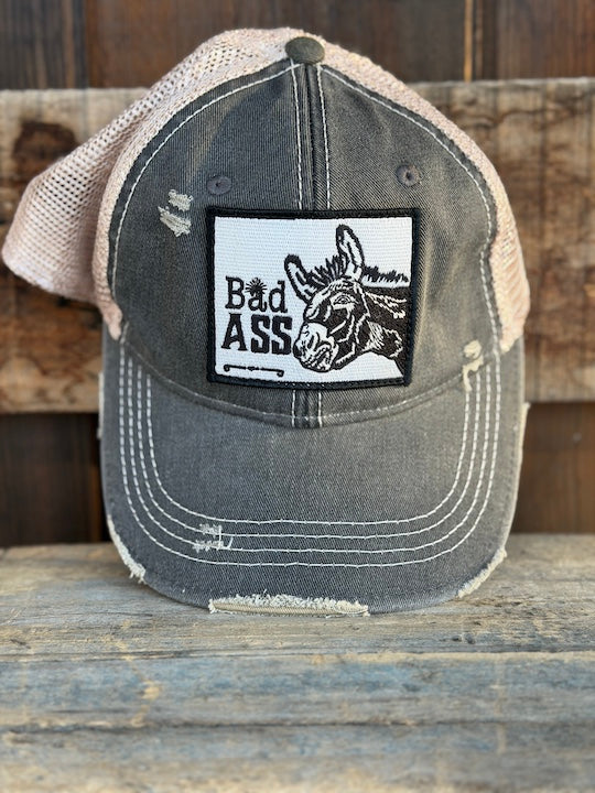 Bad Donkey Hat- Distressed Black Snapback