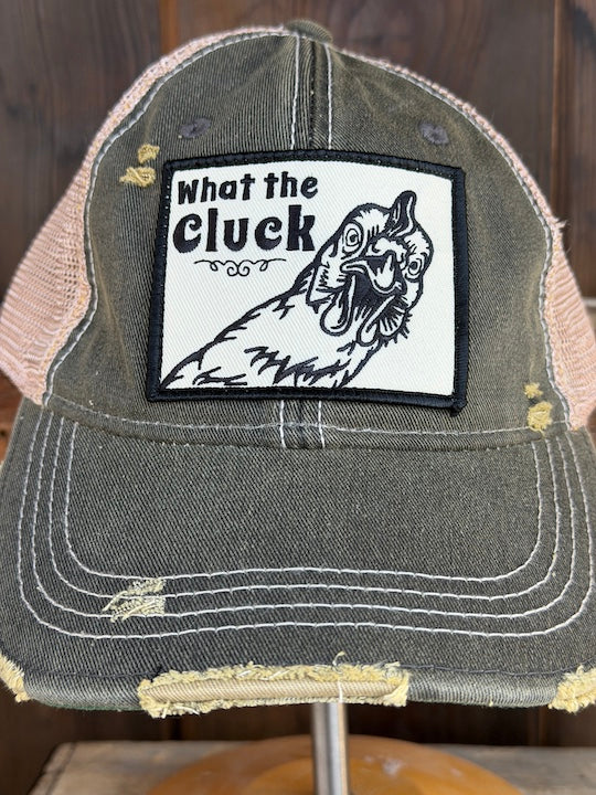What The Cluck Hat - Distressed Black Snapback