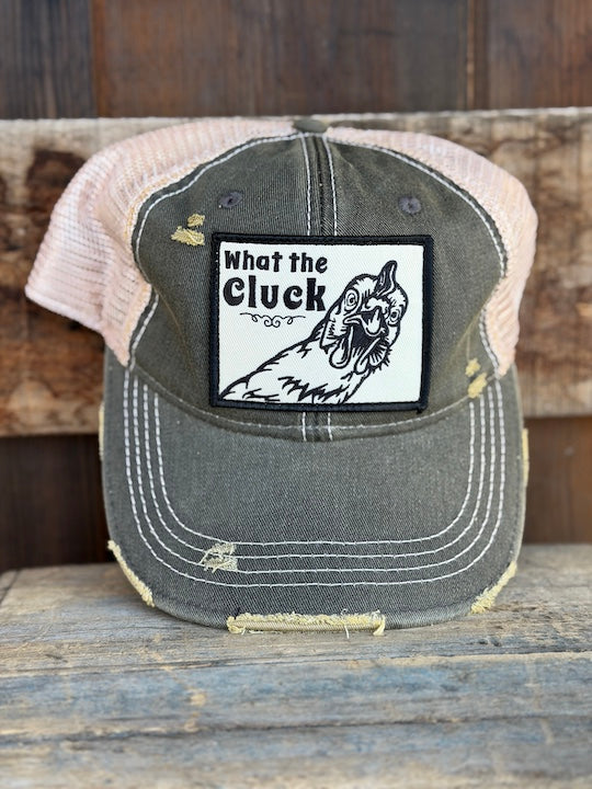 What The Cluck Hat - Distressed Black Snapback