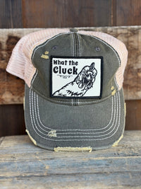 Thumbnail for What The Cluck Hat - Distressed Black Snapback