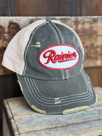 Thumbnail for Rainier Beer Hat- Distressed Black Snapback
