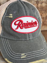 Thumbnail for Rainier Beer Hat- Distressed Black Snapback