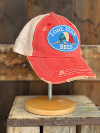 Thumbnail for Lone Star Beer Armadillo Logo Hat- Distressed  Red