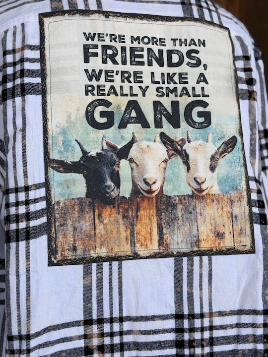 Goat Gang Art Flannel Angry Minnow- White/ Black/ Plaid