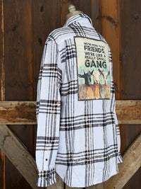 Thumbnail for Goat Gang Art Flannel Angry Minnow- White/ Black/ Plaid