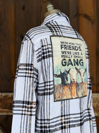 Thumbnail for Goat Gang Art Flannel Angry Minnow- White/ Black/ Plaid