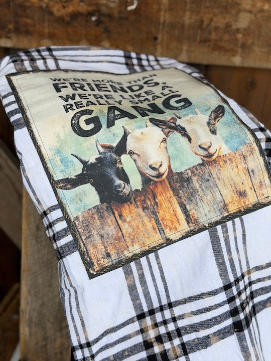 Goat Gang Art Flannel Angry Minnow- White/ Black/ Plaid