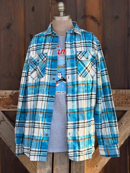 Hamm's Sailboat Bear Art Flannel Distressed Lakes Blue