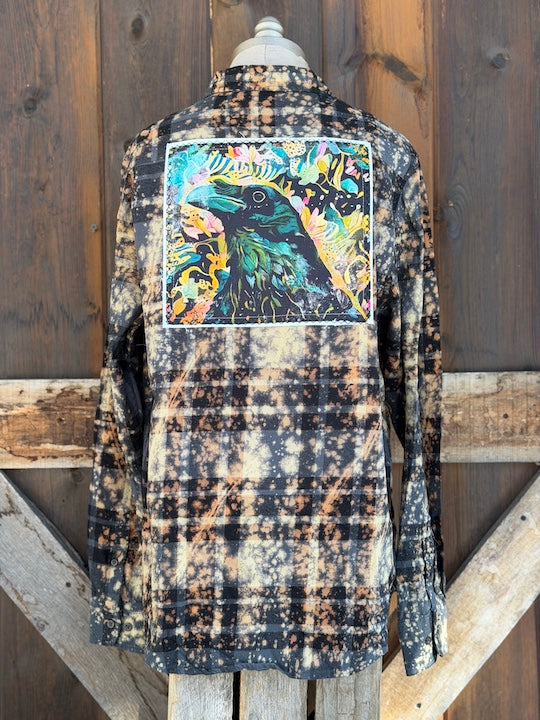 Mystic Raven Art Flannel- Distressed Black Angry Minnow