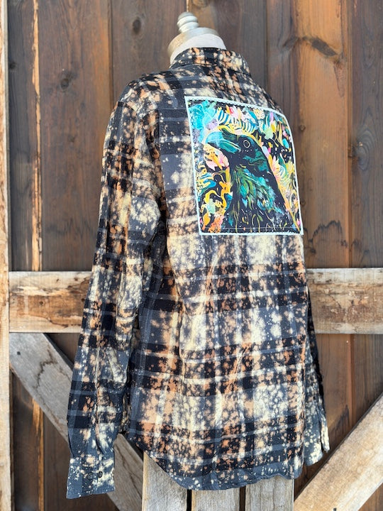 Mystic Raven Art Flannel- Distressed Black Angry Minnow