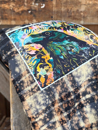 Thumbnail for Mystic Raven Art Flannel- Distressed Black Angry Minnow