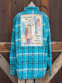 Thumbnail for She Took The Leap Art Flannel- Ethereal Blue
