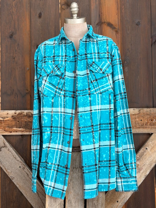 She Took The Leap Art Flannel- Ethereal Blue