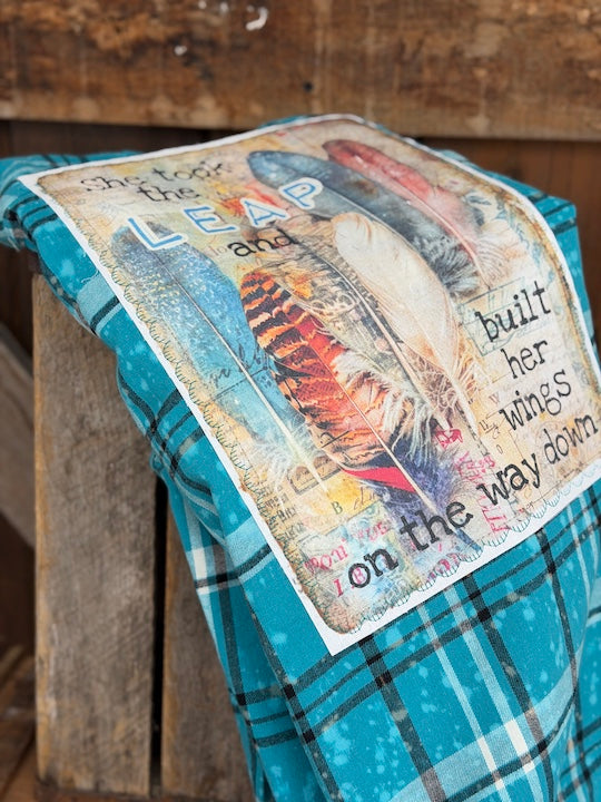 She Took The Leap Art Flannel- Ethereal Blue