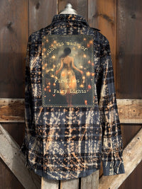 Thumbnail for She is made of fireflies and fairy Lights flannel- distressed black