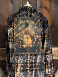 Thumbnail for She is made of fireflies and fairy Lights flannel- distressed black