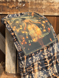 Thumbnail for She is made of fireflies and fairy Lights flannel- distressed black