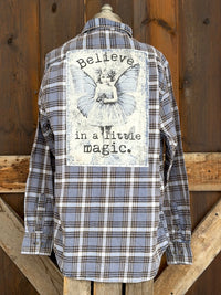 Thumbnail for Believe in a Little Magic Art Flannel- Periwinkle Blue