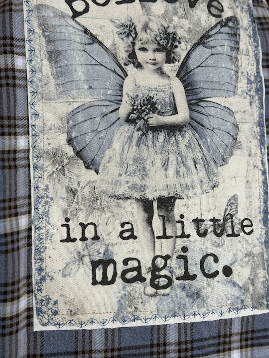Believe in a Little Magic Art Flannel- Periwinkle Blue