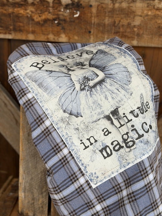 Believe in a Little Magic Art Flannel- Periwinkle Blue