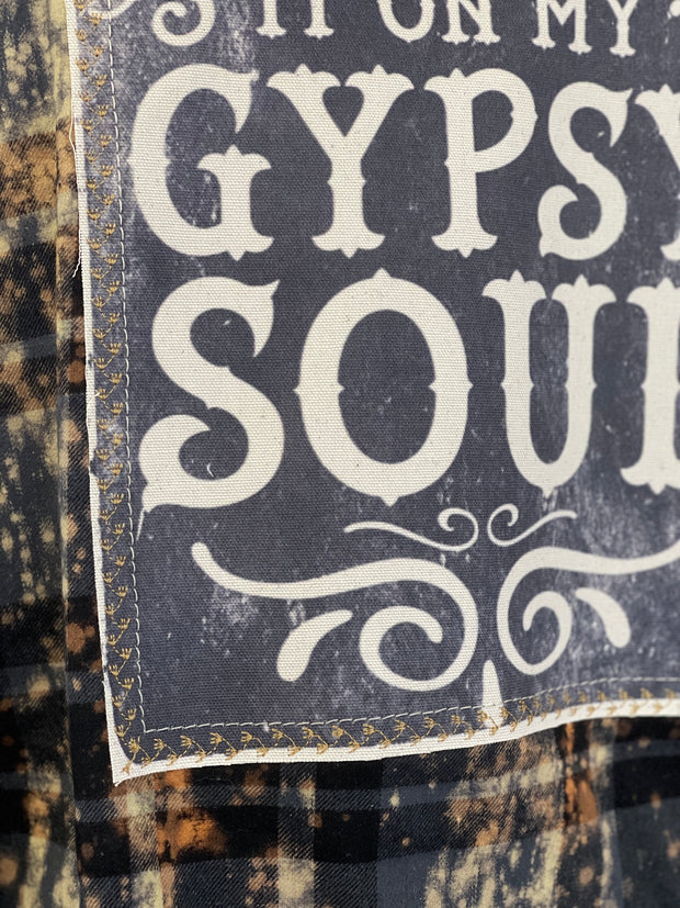 Blame it on my Gypsy Soul Art Flannel- Distressed Black