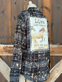 Thumbnail for Live like someone left the gate open Art Flannel- Distressed Black
