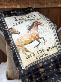 Thumbnail for Live like someone left the gate open Art Flannel- Distressed Black
