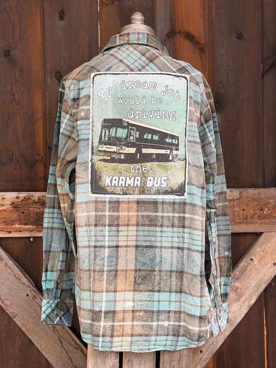 Karma Bus Art Flannel Angry Minnow NEW COLOR!