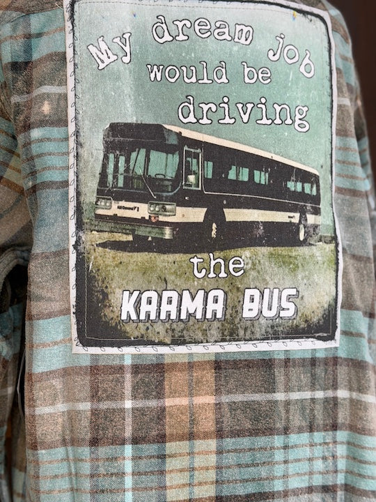 Karma Bus Art Flannel Angry Minnow NEW COLOR!