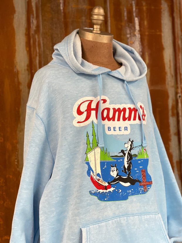 Hamm's Sailboat Hoodie- Acid Etch Sky Blue