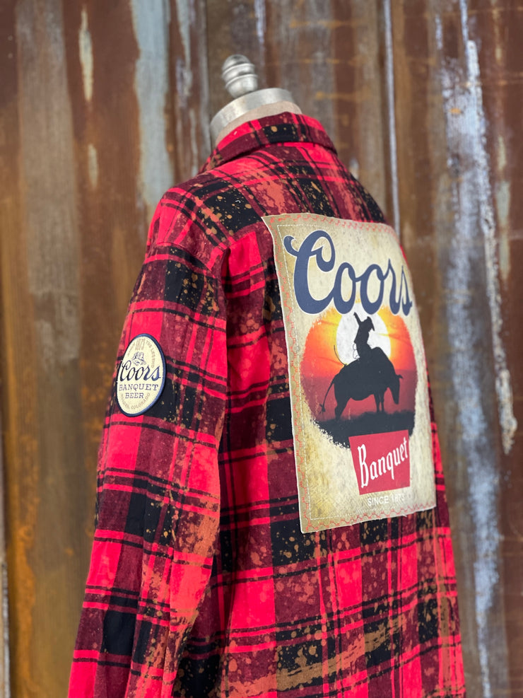 Coors RODEO Banquet Art Flannel- Distressed Red