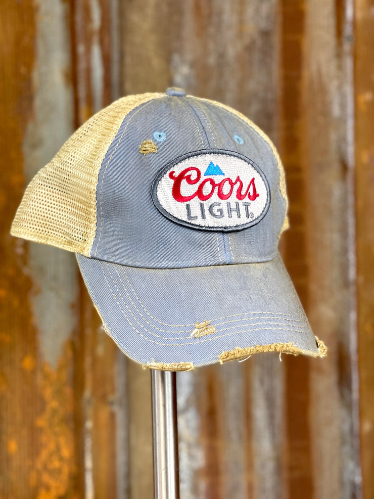 Coors Light Patch hat- Distressed Sky Blue