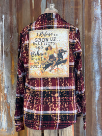 Thumbnail for BEHAVE Art Flannel- Distressed Burgundy SALE!