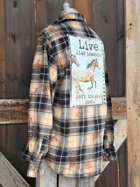 Thumbnail for Live like someone left the gate open Art Flannel- NEW Caramel Plaid