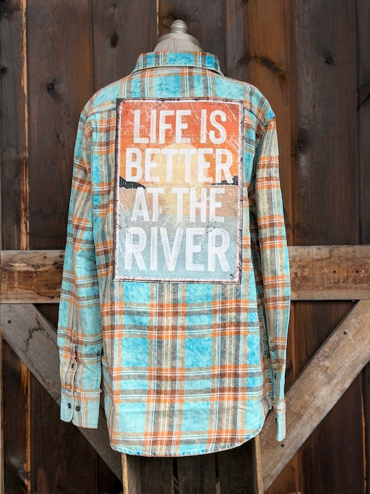 Life is Better at the River Art Flannel