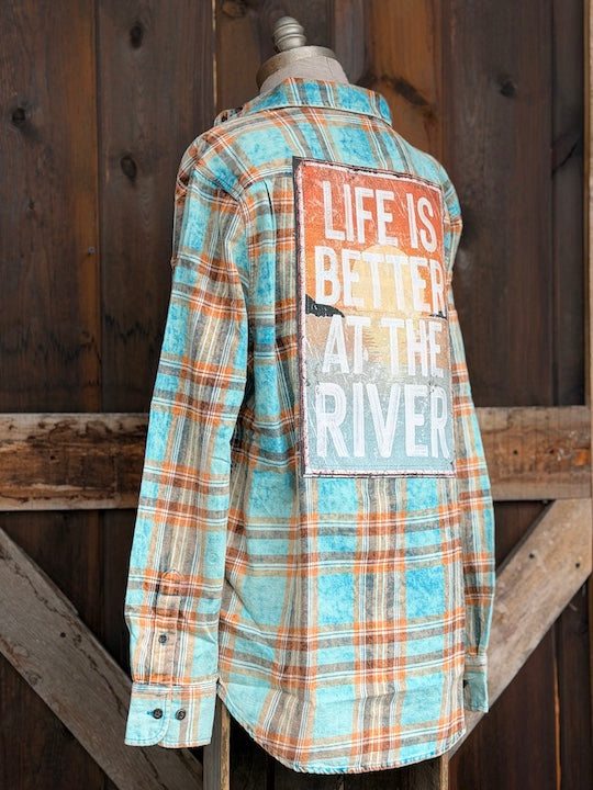 Life is Better at the River Art Flannel