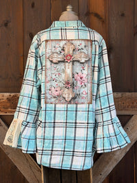 Thumbnail for BLESSED Flared Sleeve Flannel