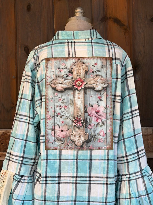 BLESSED Flared Sleeve Flannel