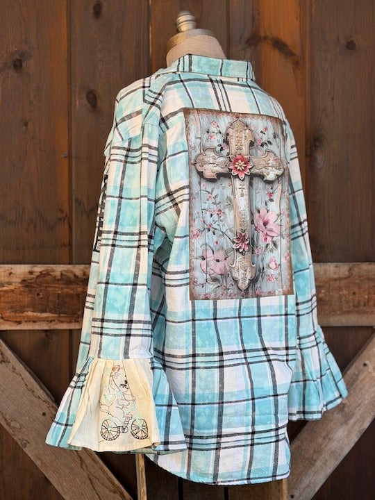 BLESSED Flared Sleeve Flannel