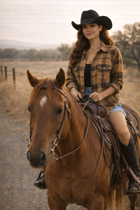 Thumbnail for Live like someone left the gate open Art Flannel- NEW Caramel Plaid
