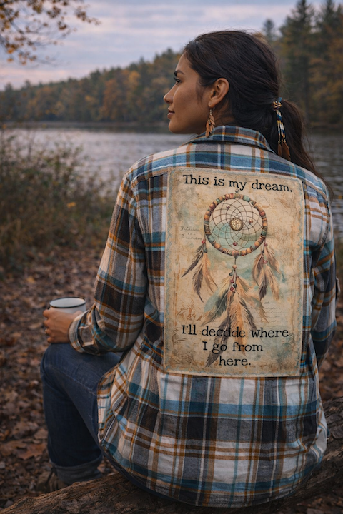 Dreamcatcher Art Flannel- Birchwood Plaid