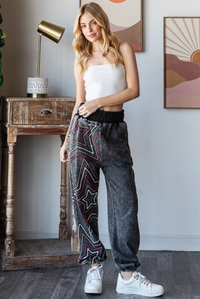 Thumbnail for Washed Star Joggers- Charcoal