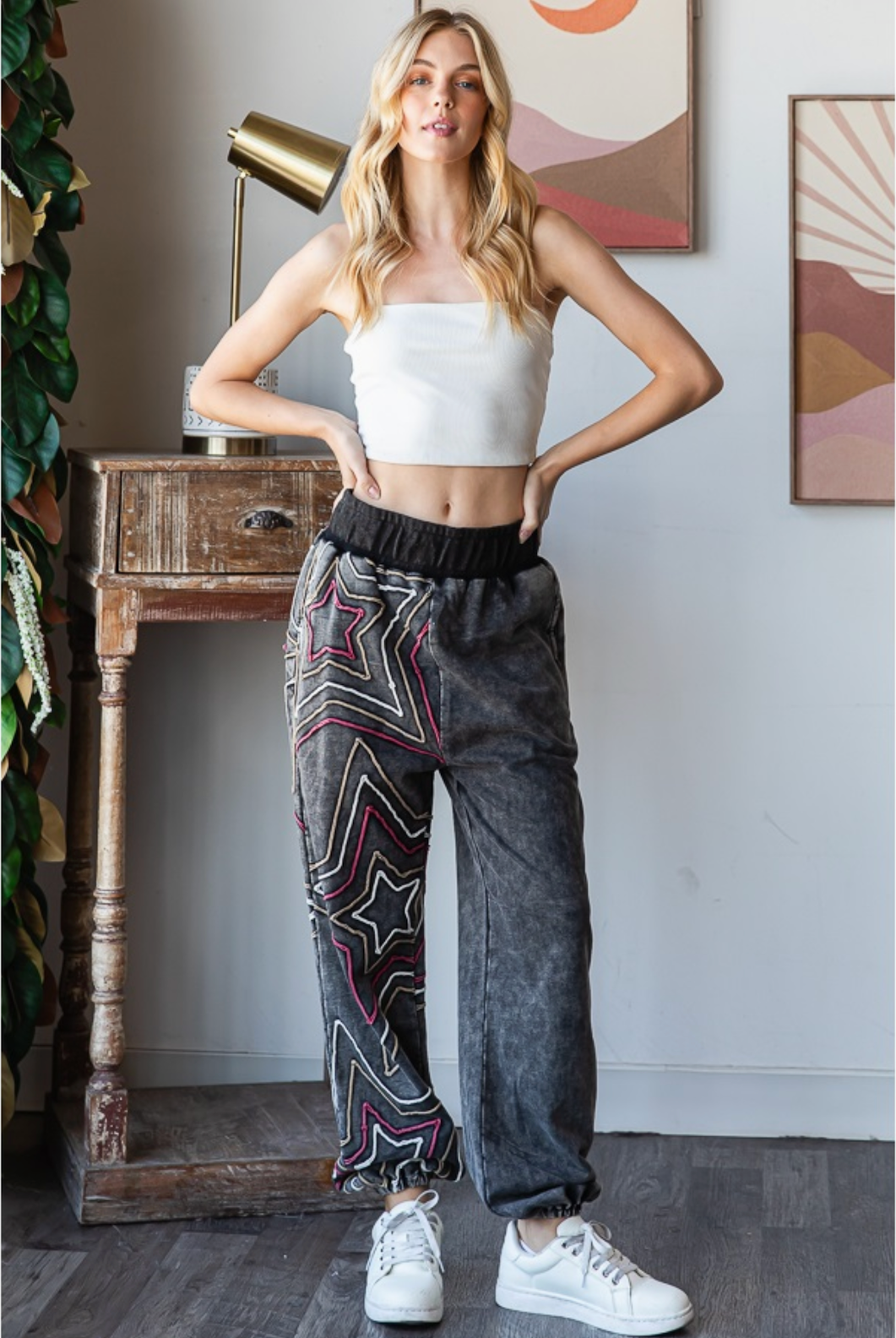 Washed Star Joggers- Charcoal